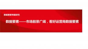 数据要素——市场前景广阔，看好运营商数据要素